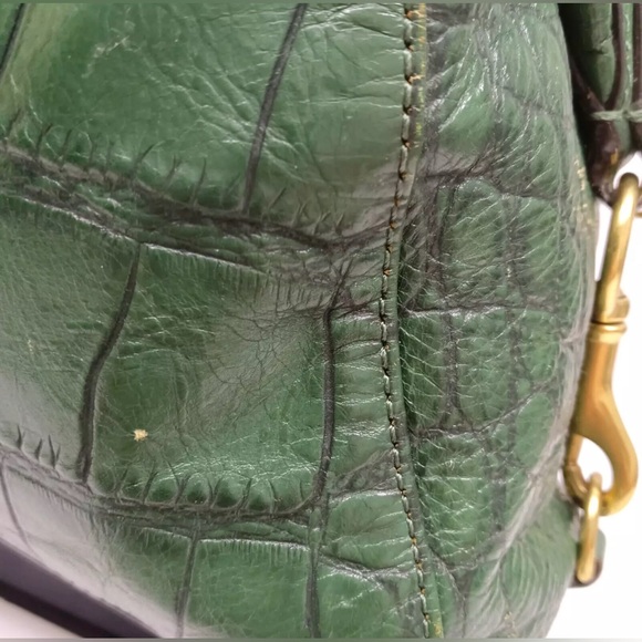 RARE Emerald Green Coach Ashley Embossed Leather Croc Alligator Handbag Xbody - Picture 3 of 16